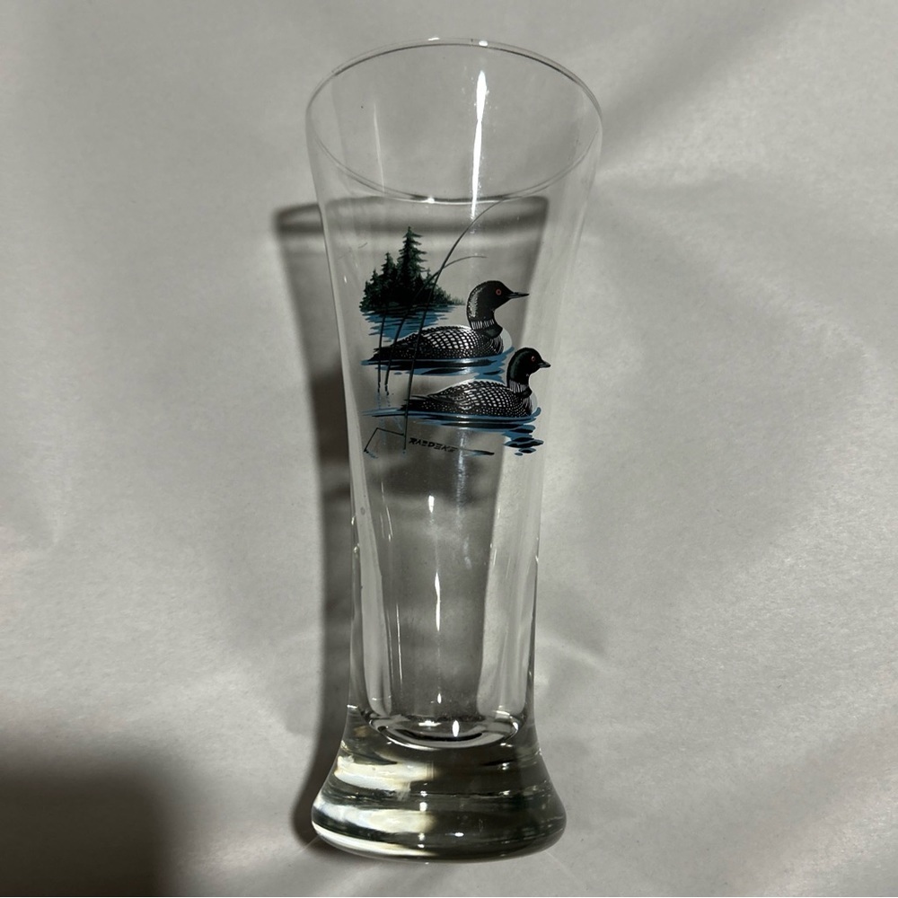 Jerry Raedeke Vintage Loon Art Glass Beer Pilsner RARE
